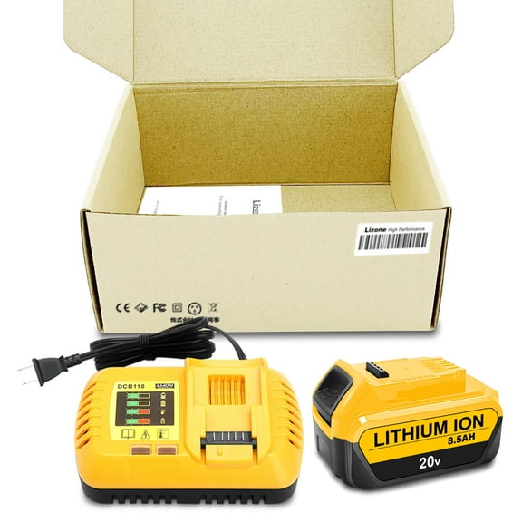 20V Max 8.5Ah Extended Capacity Battery and Charger Kit for DEWALT 20V Max XR Battery and Charger Combo 8.0Ah DCB208 7.0Ah DCB207 6.0Ah DCB206 5.0Ah DCB205-2 4.0Ah DCB204-2 Lithium Battery + Charger