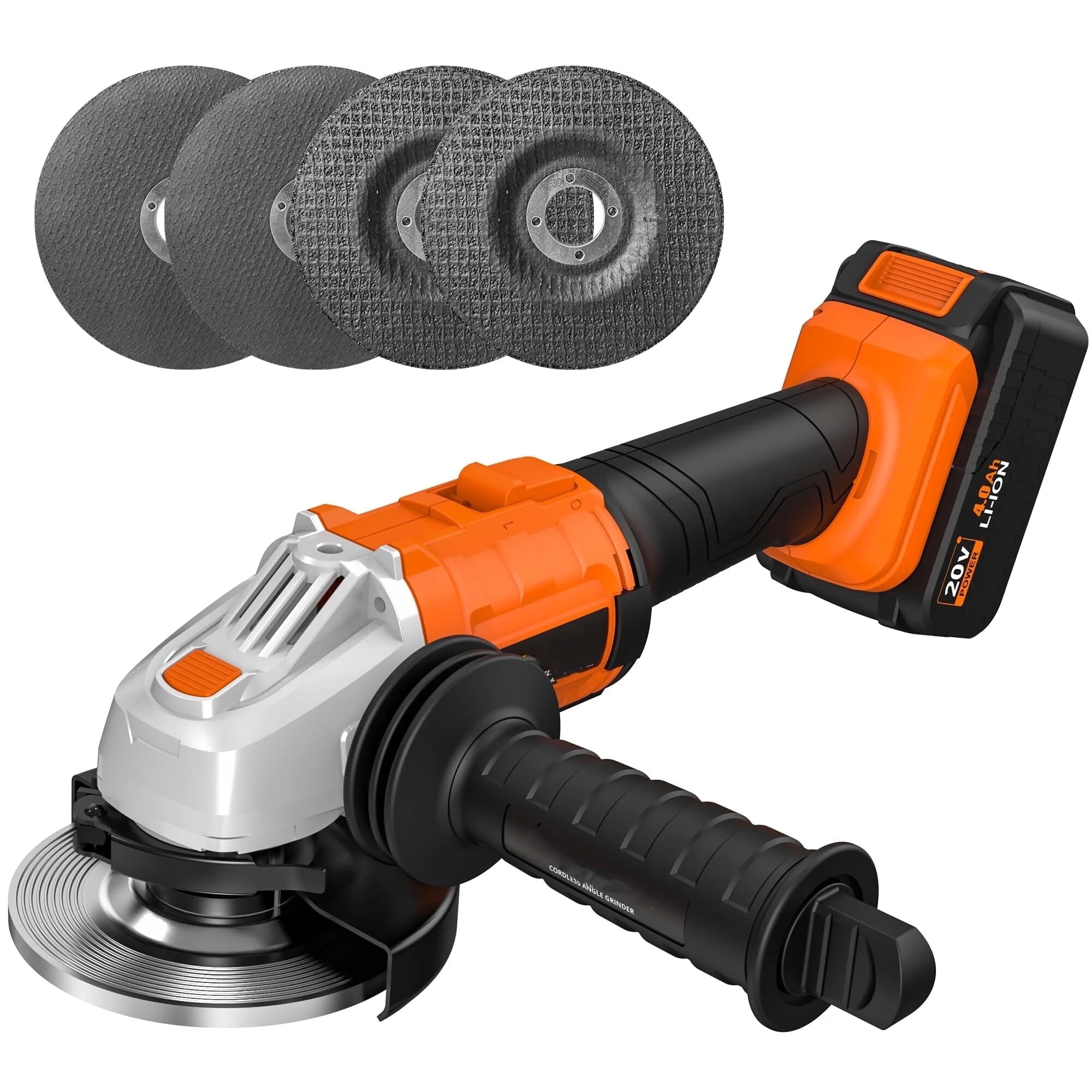 Parrior 20V Max Cordless Angle Grinder Kit, 8500RPM Brushless Motor, with 4Ah Battery & Fast Charger, for Cutting Polishing Grinding