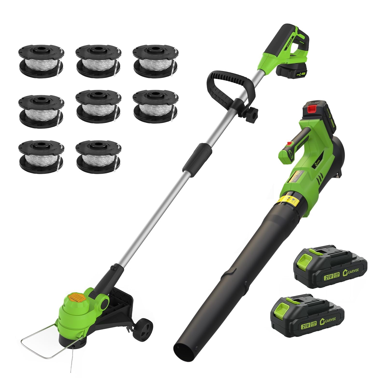 20V Powerful Leaf Blower Cordless and Trimmer Combo, 550CFM 130MPH Blower with 2 Batteries and Charger, Bullseye Blower Style Cordless Leaf Blower Edger, Sopladora De Hojas