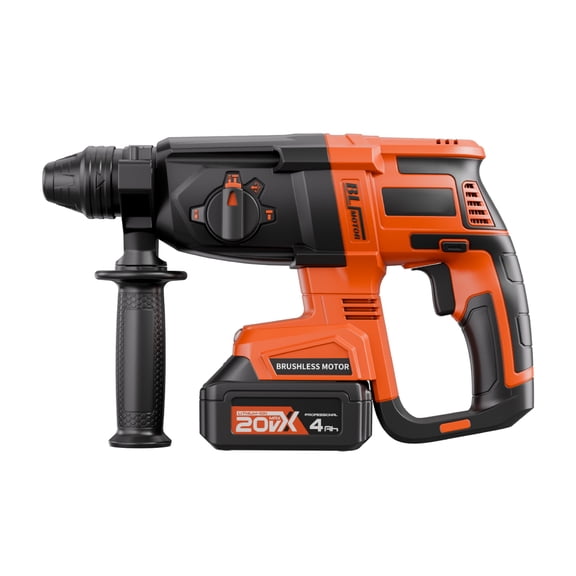 20V SDS Plus Brushless Cordless Rotary Hammer Drill Kit 1 In 1200RPM 4 Functions Concrete Metal Wood Drilling