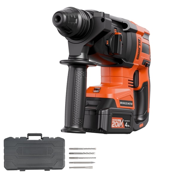 20V SDS-Plus Brushless Cordless Rotary Hammer Drill Kit, 1-Inch 4-Function with 1200 RPM, Includes 2.0Ah Battery & Charger, Case  for Concrete, Brick, Masonry Drilling & Chiseling