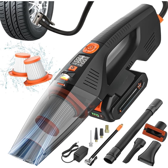 20V Vacuum & Air Inflator, Dual Function High Power Handheld Cordless Vacuum with 18000pa Suction Power for Cleaning, Household Dust Removal, Inflation