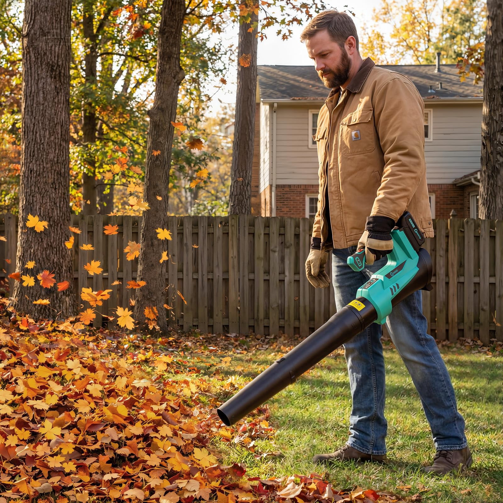 Leaf Blower with 20V Batteries & Charger (Cordless), 6 Speed Adjustable, Lightweight, for Garden&Lawn Care, Leaf Blowing, Patio & Dust Cleaning