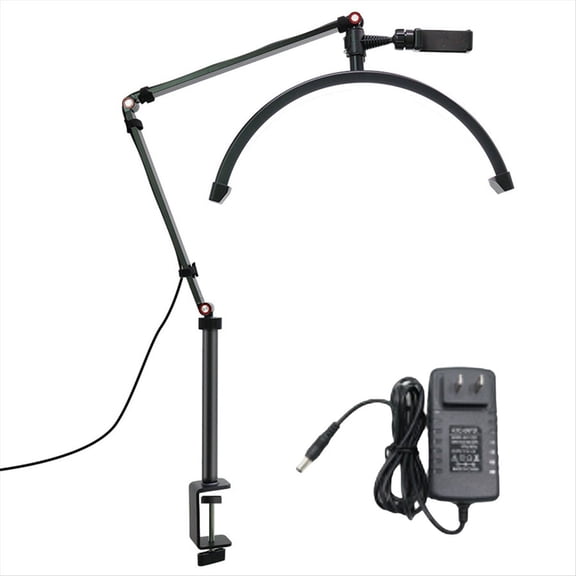 20W 16inch U-Shaped Led Half Moon Beauty Lamp Ring Eyebrow Tattoo Beauty Salon Eyelash Extension Lamp Black US Plug