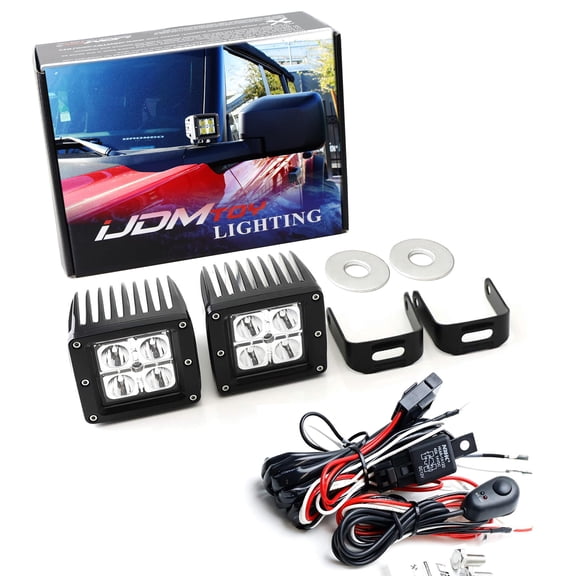 20W 3-Inch LED A-Pillar Lighting Kit For 2021-up Ford Bronco, Includes High Power LED Pods, Aluminum Base Supports w/Cushions & On/Off Switch Wiring Kit