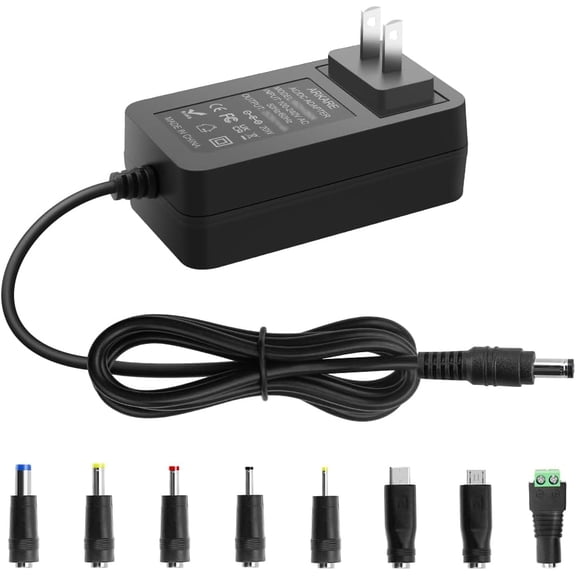 20W 5V 4A AC DC Power Adapter 4.9FT Cord with 8 Interchangeable Tips for Raspberry Pi Jetson Nano Security Camera