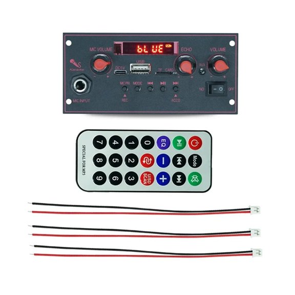 20W Amplifier DC 5V Bluetooth Decoder Board 6.5mm Microphone FM Radio TF USB Car Music Player Speakers Volume Control DIY