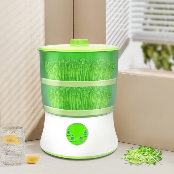 20W Bean Sprouts Machine, 2.5-6 Days 2 Layers Automatic Sprouts Growing kit, 3 Seasonal Modes Seed Growing Machine, 360 Degrees Rotating Spray Seed Grow Maker