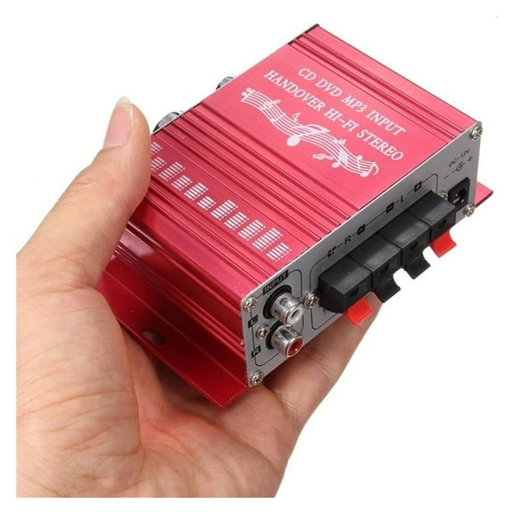 20W Car Motorcycle 12V On-Board Power Stereo Mini Amplifier Red 2 Channel AMP Amplifier Subwoofer For Speaker Bass ,Seamless Performance