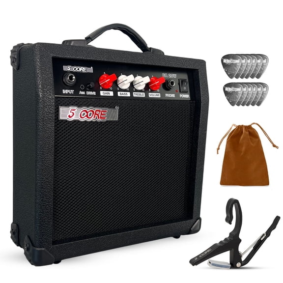 20W Compact Guitar Amplifier with Built-in 6.5" Speaker, Aux & Headphone Jacks for Home and Travel Use