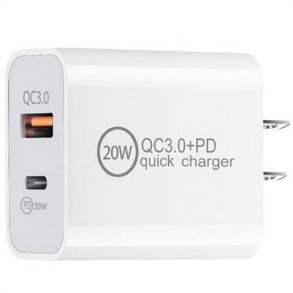 20W Dual Ports Wall Charger USB-C + USB-A, EpicGadget Fast Charger 20W Type-C Power Adapter Fast Wall Charger Adapter Plug for iPhone, iPad, Samsung, Google Pixel and More (1-Pack)