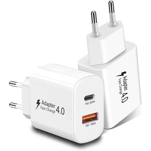 20W Dual USB C Fast Charging Travel Plug Adapter 2 Pack GLUGRU, US to Europe International Portable Wall Charger Block, Travel Must Haves Compatible with iPhone iPad Android Smartphones