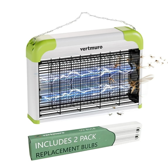 20W Electric Bug Zapper, Indoor Fly Insect Killer with 3000V Grid, UV Light, Mosquito Gnat Zapper w 2 Replacement Bulbs for Home, Kitchen, Restaurant, Garage