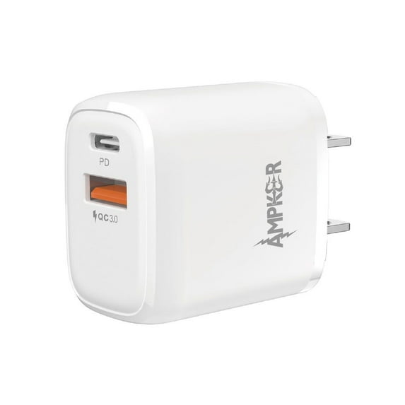 20W Fast Charging Dual Port (Quick Charge 3.0/Power Delivery USB-C) Home Travel Wall Charger for Motorola edge+ Plus (2022) - White