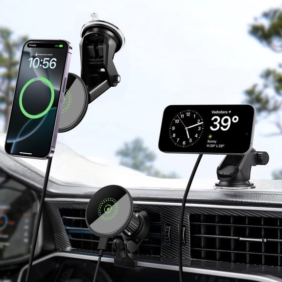 20W Fast Wireless Car Charger Magnetic Fast Wireless Charging Car Phone Holder Compatible with Magsafe for iPhone 17 16 15 14 13 12 Series, Air Vent Mount Dashboard/Windscreen Mount