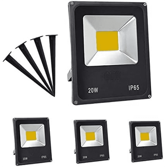 20W LED Landscape Lights 12V~60V AC/DC Flood Light Warm White 3000K Waterproof Garden Yard Path Lights Walls Trees Flags Outdoor Spotlights with Spike Stand (4 Pack)$$Tools & Hardware Other