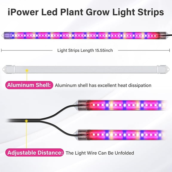 20W LED Plant Grow Light Strips Full Spectrum for Indoor Plants with Auto ON/Off 3/9/12H Timer, 10 Dimmable Levels 48 LEDs Per Tude, for Hydroponics Succulent, 2 Tubes*2, Mix