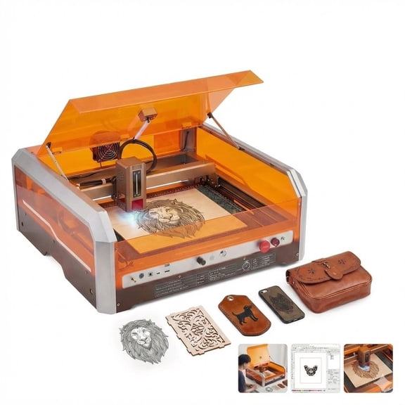 20W Laser Engraver & Cutter Machine, 7000mm/min Speed with Enclosure, 11.8"x11.8" Area for Wood, Leather, Glass, Class 1