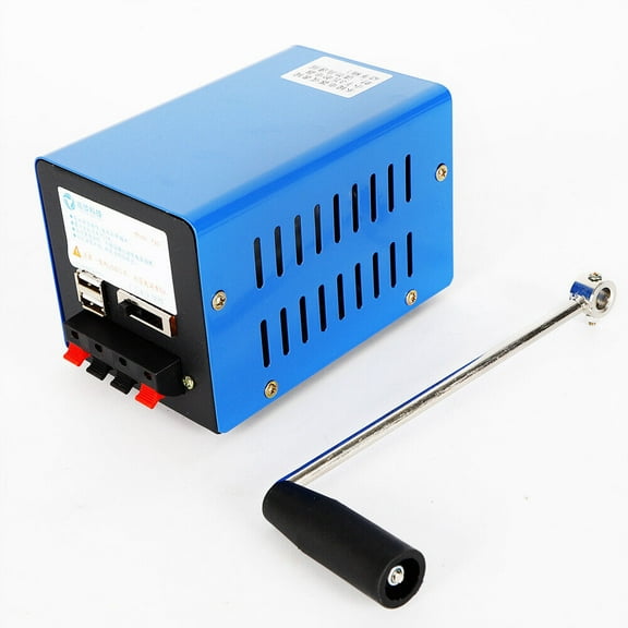 20W Portable Manual Generator USB Generator Hand Crank Emergency Power Supply Charger Blue