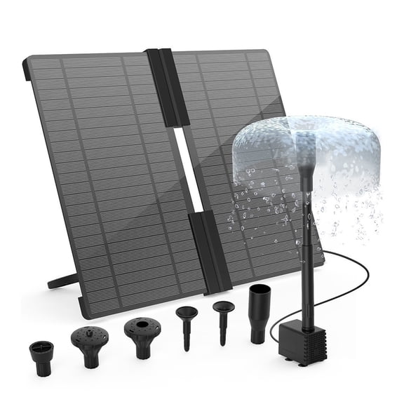 20W Solar Water Pump Kit, Solar Powered Water Fountain Pump With 6 Nozzles, Water Feature Outdoor Fountain For Bird Bath ,Security Protection