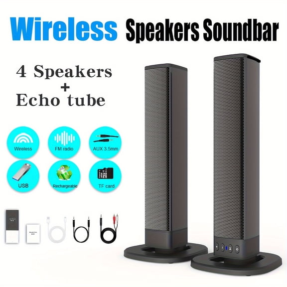 20W Soundbar for TV with Subwoofer, Wireless 3D Surround Home Theater System, TF/AUX/FM/RCA Support