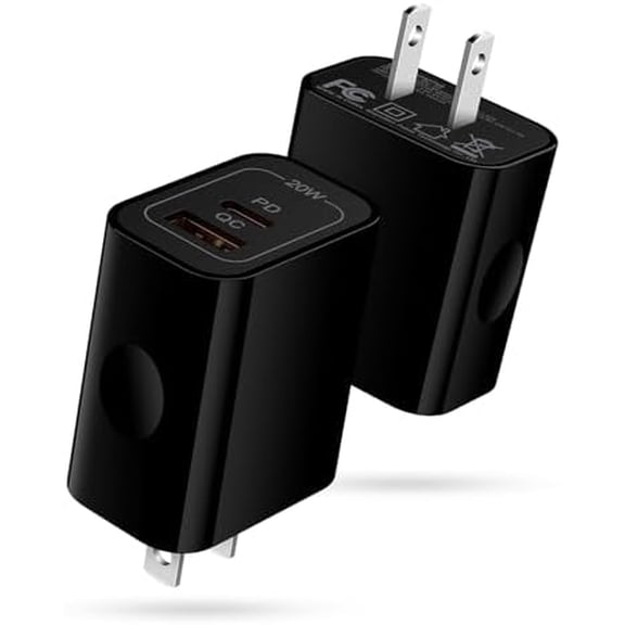 20W USB C Charger Cube,2-Pack Wall Plug Android Fast Charging Block, 2-Port PD+QC Power Adapter Type C Box for Samsung Galaxy S25 Ultra/S25 Plus/S24/S23/Watch Ultra 7/A36/A16/A26,iPhone 16e,Pixel 9A