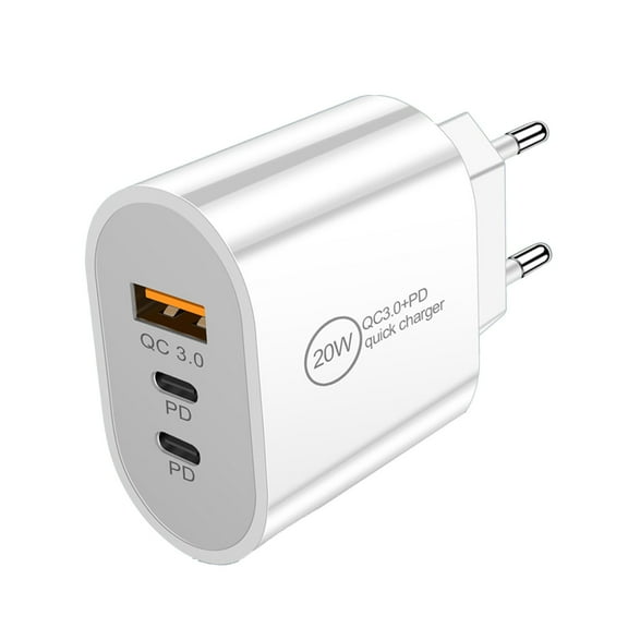 20W USB C Fast Charger - Dual Port PD, Compact/Travel Ready, for Worldwide Use/3 Devices