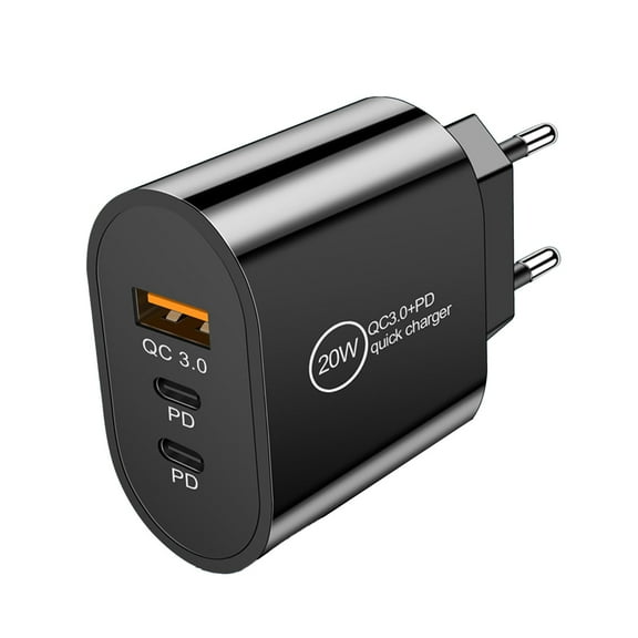 20W USB C Fast Charger - Dual Port PD, Compact/Travel Ready, for Worldwide Use/3 Devices