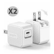 20W USB C Fast Charger with Foldable iPhone Plug, XUDUO 20W Cube Charger, 2 Pack for iPhone 15-White