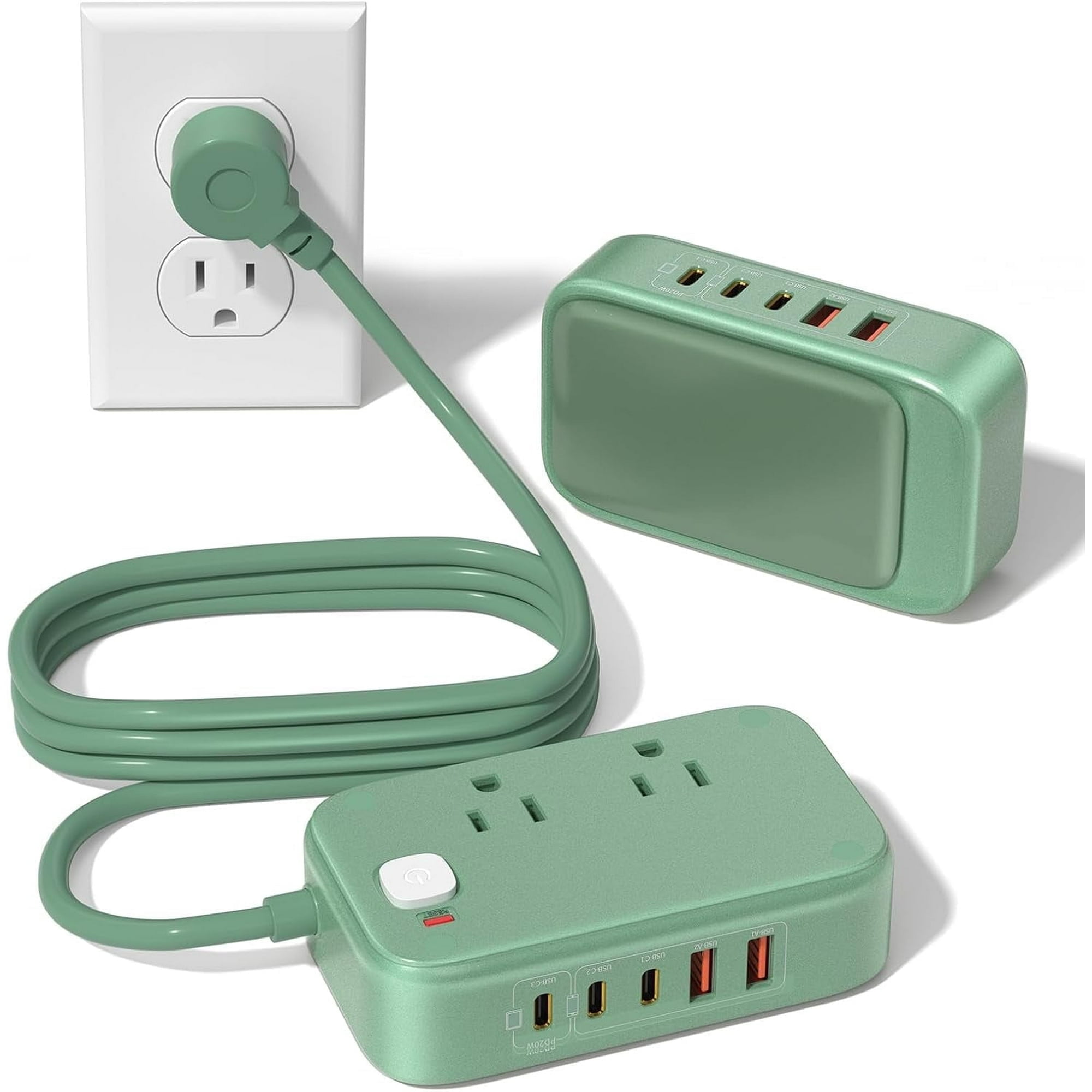 VHBW 20W USB C Charging Station with 2500W AC Outlets, 3 USB-C Ports, 2 USB-A Ports, 5ft Cord, 1 Pack
