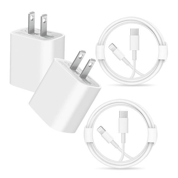 Cell Phones Single Charger Set with 2 Count 6FT Cables -Compatible with iPhone 14/14Pro/14Pro Max/13/13 Pro/13Pro Max/12/12Pro/XS/Max/XR/X/8/8 Plus-White.