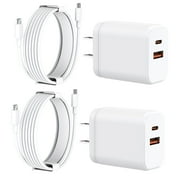 JcBlaon Wall Fast Charger Block 20W USB C Type C Dual Port Phone Charger 6Ft Charging Adapter and Wall Charger Power Adapter Plug Compatible for iPhone , Samsung Galaxy, iPad, AirPods & More