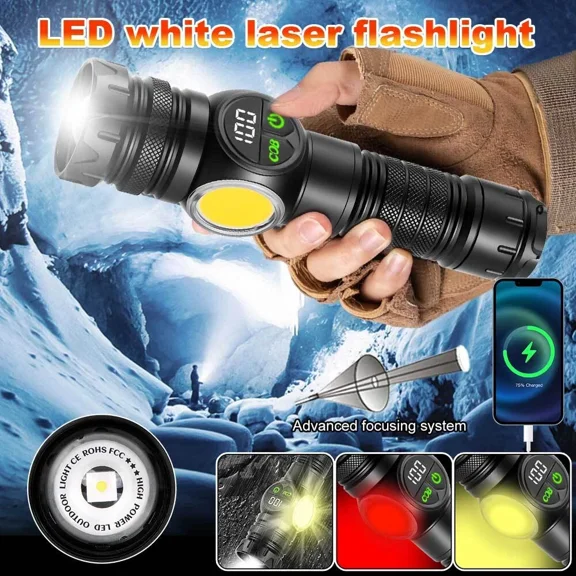 20W Usb Rechargeable Led Flashlight Super Bright Torch Lamp