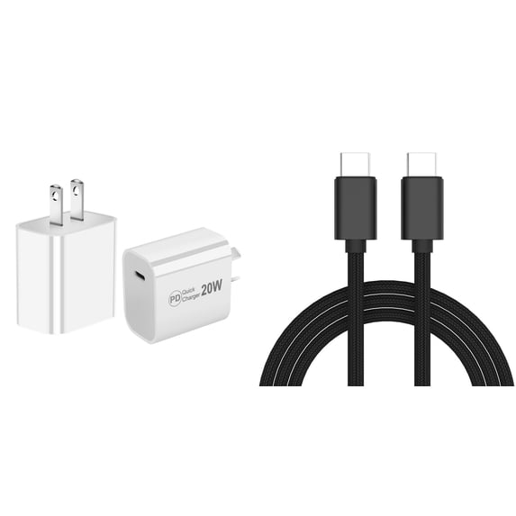 20W Wall Charger for TCL 40 XE 5G (Verizon) (USB-C Power Delivery Fast Charging High Powered Port) with USB-C to USB-C Cable (3.3 Feet) - White