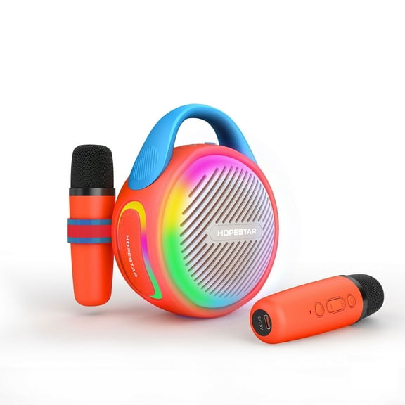 New 20W Portable Bluetooth Speaker with Two Microphones for Karaoke 5 Voice Changes, Red