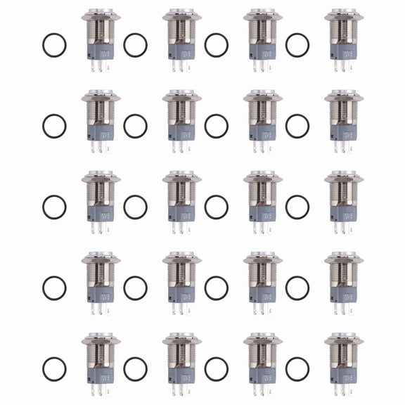 20X 12V 16mm Car LED Light Momentary Horn Button Metal Switch Push Button