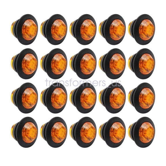 20X 3/4" 12V Marker Lights LED Truck Trailer Round Side Bullet Light Amber Lamps