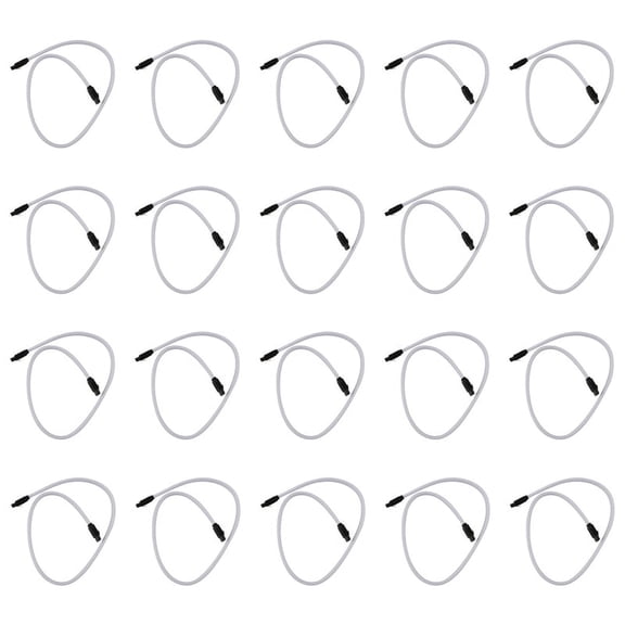 20X 50CM 3.0 III SATA3 7Pin Data Cable 6Gb/S SSD Cables HDD Cord with Nylon Sleeved Premium Version(White)