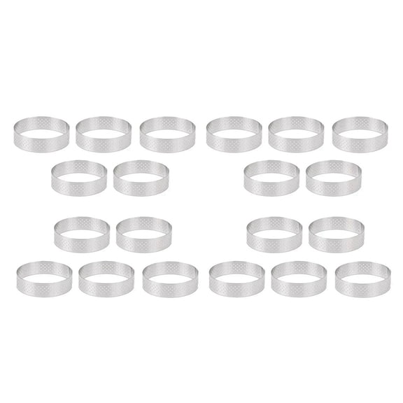 20X Circular Stainless Steel Tart Ring Tower Pie Cake Mould Perforated Cake Mousse Ring