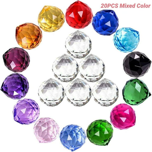 20X Feng Shui Hanging Crystal Ball Faceted Sphere Sun Catcher Rainbow Prism mult