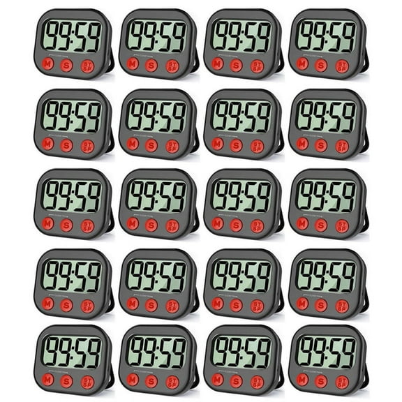 20X Kitchen Timer, Digital Visual Timer Magnetic Clock Stopwatch Countdown Timer, Large LCD Screen Display for Cooking
