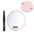 thumbnail image 1 of 20X Magnifying Mirror with Tweezers and Suction Cup for Easy Mounting, Use for Makeup Mirror, Travel Stick on Shower Mirror for Plucking Eyebrows 3.5 Inch, Pink, 1 of 7