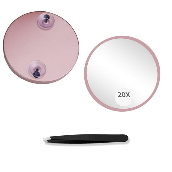 20X Makeup Magnifying Mirror, High Magnifying Mirror with Suction Cups, Round 3.5'' Magnifying Mirror Compact Travel Magnifying Mirror, 20X Magnified Mirror Makeup Magnification Mirror and Tweezers