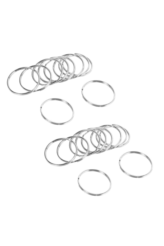 20X Quality 50mm Keyring Split Ring Set Heavy Duty Large Nickel Key Loop Sprung Hoop