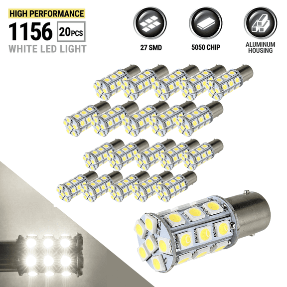20X White 27 SMD LED 1156 1141 1003 RV Camper Trailer Interior Light Bulbs