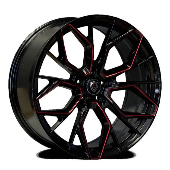 20X10.5 5-115 MARQUEE #1004 GLOSS BLACK / RED MILLED 20/73.1