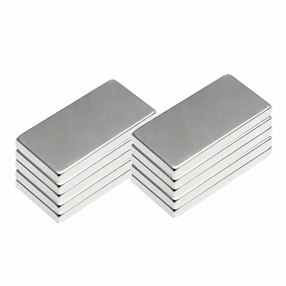 20X10X0.08 in Rectangular Neodymium Magnets, 10 Pc, Brushed Silver, Office Organization, Secure Item Holding, Craft Workspace Mounting