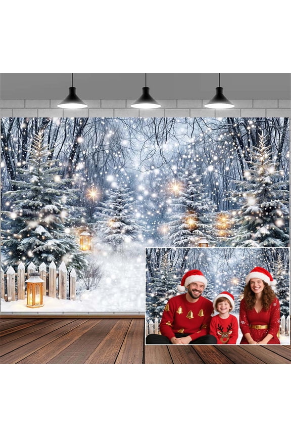 20X10ft Winter Snow Forest Photography Backdrop Glitter Xmas Tree Kids Photography Backdrop Wonderland Farmhouse Banner Party Decor Photo Backdrops Enchanted Forest Photo Booth Props Background