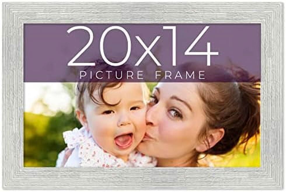 20X14 Frame Barnwood White Solid Wood Picture Frame Width 1.5 Inches ...