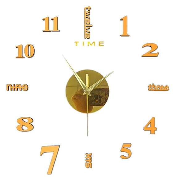 20X20 Inches Golden Diy Wall Clock - With Time Indicator, Decorative Home Office Clock, Diy Craft Project Kit - For Home Decoration, Office Desk, Bedroom Display, Gift For Diy
